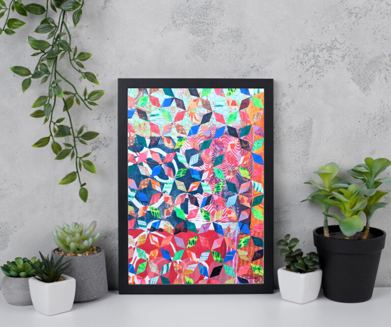 Collage aus Gelli Plate Drucken, mit dem Plotter geschnitten und zusammengesetzt