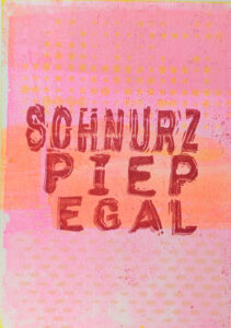 Selbstgeschnitzte Stempel auf Gelprint Hintergrund