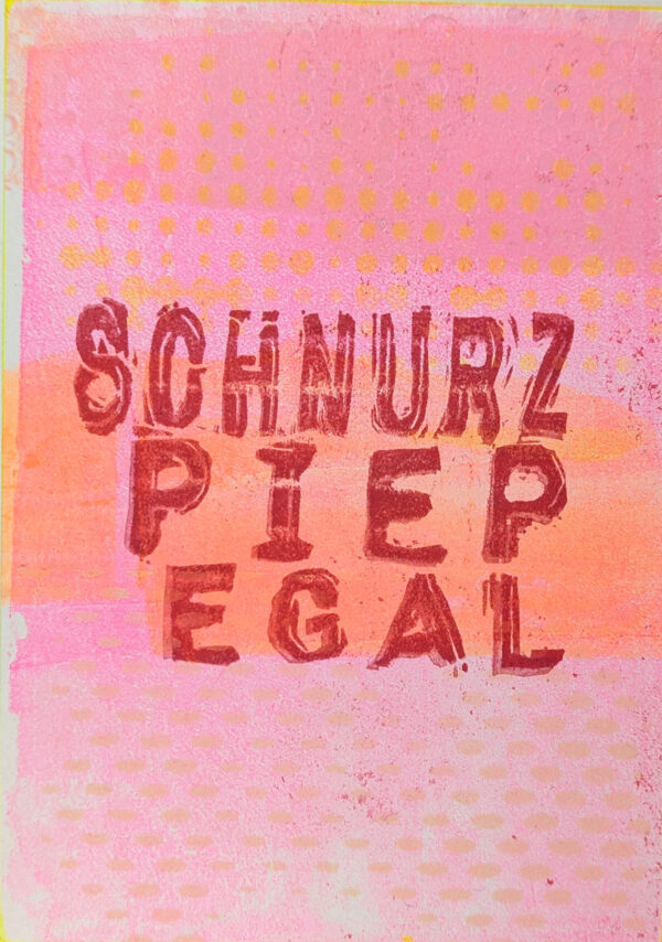 Selbstgeschnitzte Stempel auf Gelprint Hintergrund
