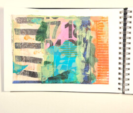 Collage aus Gelli Plate Drucken im Art Journal