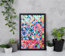 Collage aus Gelli Plate Drucken, mit dem Plotter geschnitten und zusammengesetzt